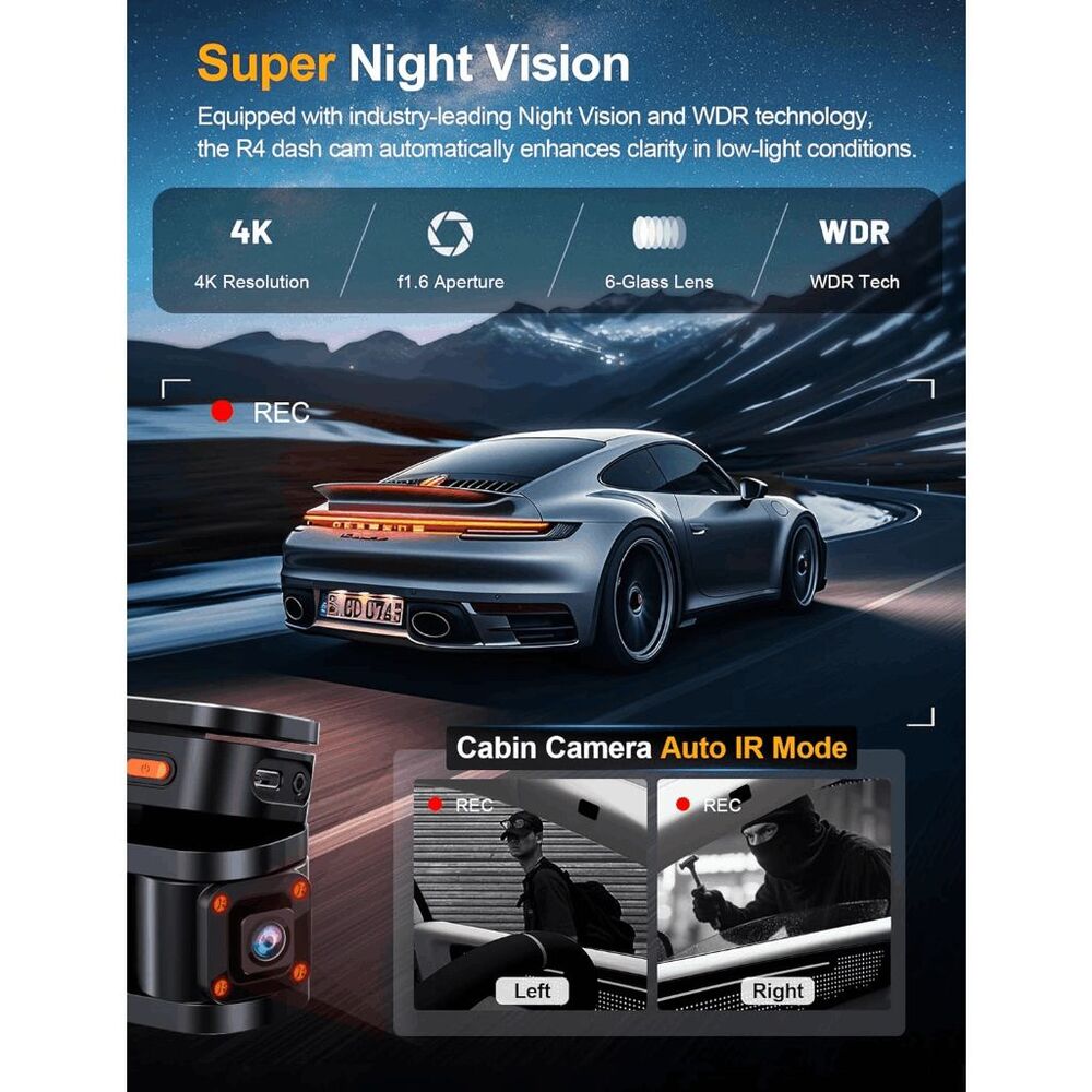 KEYROO R4-4K 360° 4-Channel Dash Camera - Picture 7 of 9